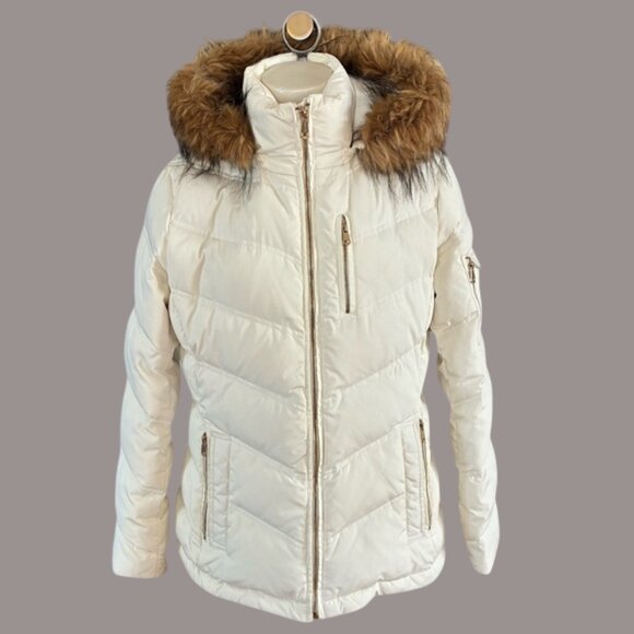 Calvin Klein Women's White Down Filled Winter Puffer Jacket Coat - Picture 1 of 16